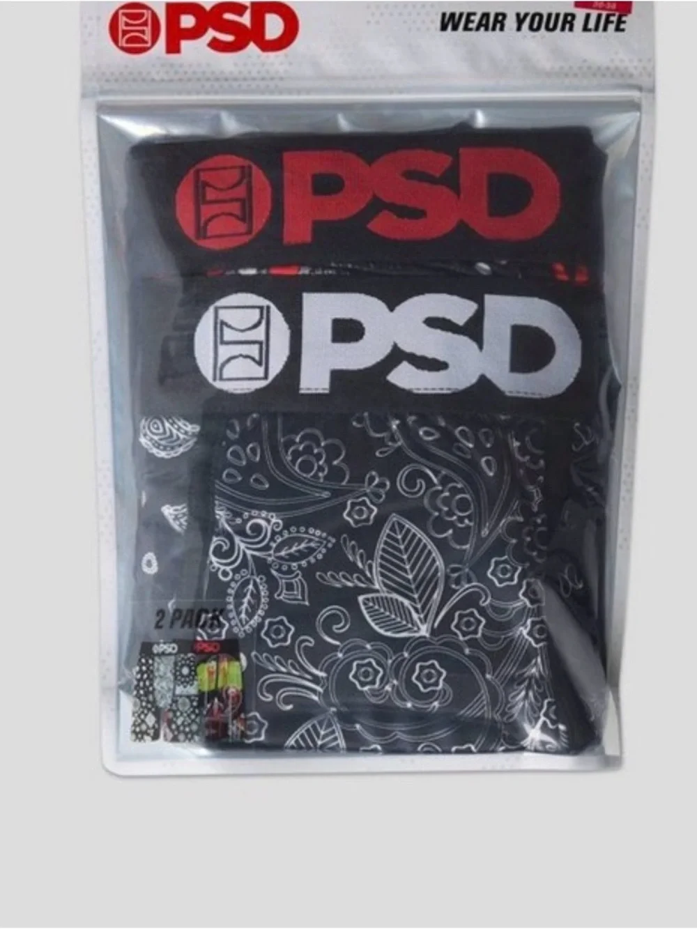 PSD Men’s Underwear Boxer Briefs 2 Pack - Paisley Neon - Size M